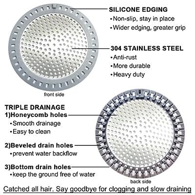 304 Stainless Steel Hair Catcher Shower Drain Cover with Silicone