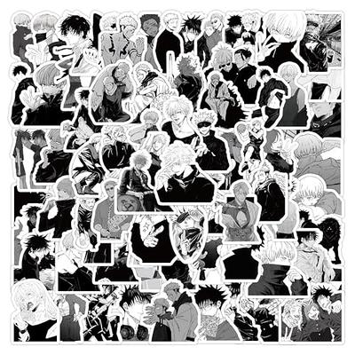 Black and White Manga Stickers (50pcs), sticky decals
