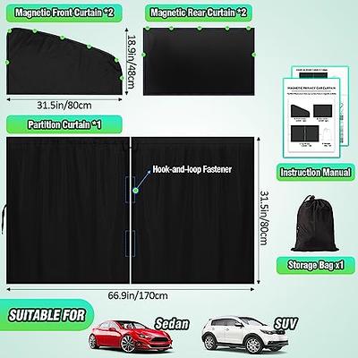 Black Car Front And Rear Partition Curtains Interior Middle