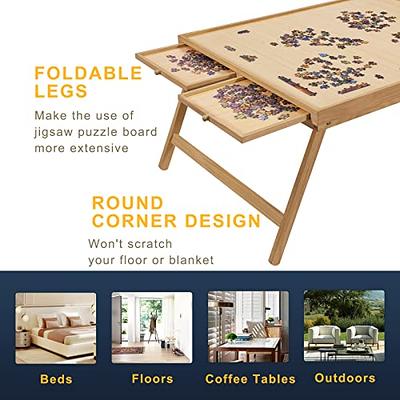 Wooden Jigsaw Puzzle Board Table for 1500 Pieces with Drawers