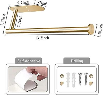 Fvviia Paper Towel Holder Under Kitchen Cabinet - Self Adhesive or Drilling  Paper Towel Holder, Wall Mount Stick on Wall with Screws, Vertically or