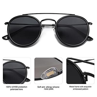 Vintage Flip up Sunglasses Double Lens Round Black Eye Glasses