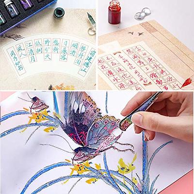 Glass Flower Calligraphy Dip Pen & Ink Set with Pen Rest