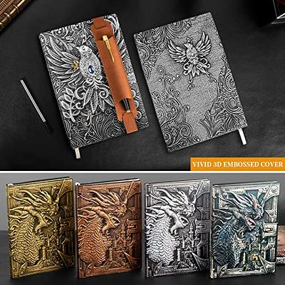Hotcinfin Leather Bound Journal for Men/Women, Rustic Vintage Handmade Large Writing Notebook with 240 Kraft Lined Pages(6x8 inches), Business