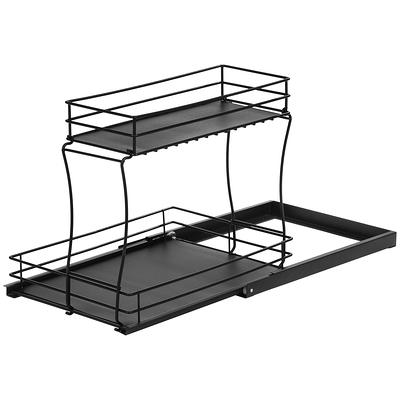 Pull Out Cabinet Organizer - 2-Tier Slide Out Sink Shelf for Kitchen, Black  - Yahoo Shopping