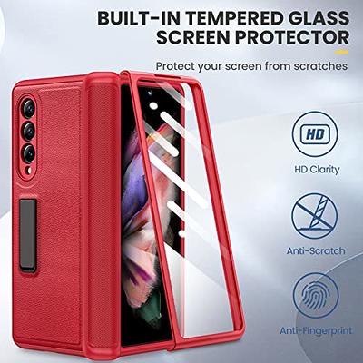  Ruky for Samsung Galaxy Z Fold 4 Case with Hinge Protection,  Full Body Case with Magnetic Kickstand & Screen Protector PU Leather  Protective Stand Phone Case for Samsung Galaxy Z Fold