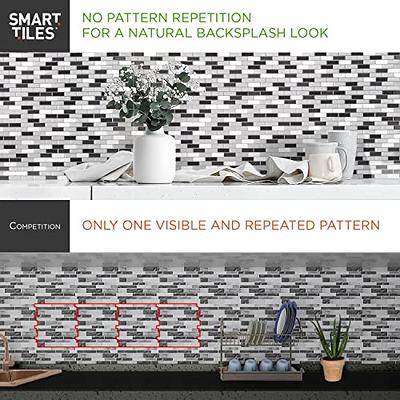 LONGKING 10-Sheet Peel and Stick Backsplash Tile for Kitchen Backsplash,  12x12 inches Off White Subway Tile with Grey Grout 