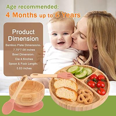 UpwardBaby Bowls with Suction - 4 Piece Silicone Set with Spoon for Babies  Kids Toddlers - BPA Free Baby Led Weaning Food Plates - First Stage Self