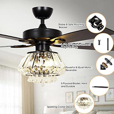 Parrot Uncle Ceiling Fans with Lights and Remote 52 Inch Modern