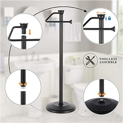 ROLABAM Heavy Weighted Toilet Paper Holder (with Reserve Function) Free  Standing Toilet Paper Holder Stand for Bathroom Total Height 24