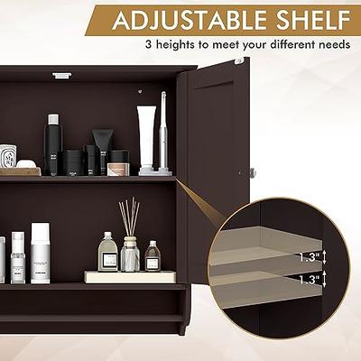 Tangkula Wall Mounted Bathroom Cabinet Storage Organize Hanging Medicine Adjustable Shelf