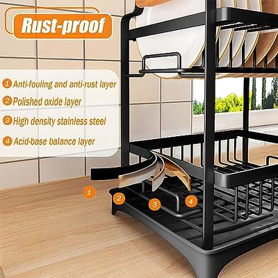  Kitsure Dish Drying Rack - Large-Capacity Dish Rack for  Kitchen Counter, Rust-Proof Dish Drainer, 2-Tier Kitchen Dish Drying Rack  for Dishes, Knives, Spoons, and Forks, White
