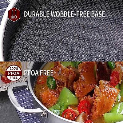 MICHELANGELO 12 Inch Frying Pan with Lid, Stainless Steel Frying Pan  Nonstick with Honeycomb Coating, Nonstick Fry Pan with Lid, Large Frying Pan  Triply Skillet - Induction Compatible 