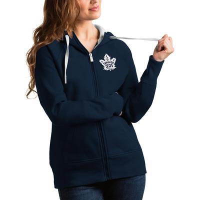 Men's Antigua White Toronto Maple Leafs Logo Victory Pullover Hoodie