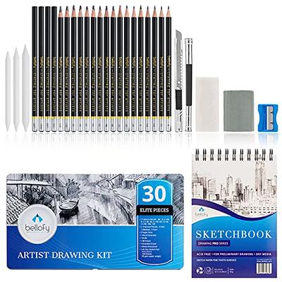 Bellofy Artist Drawing Set Sketching Drawing Kit -100 Sheet Sketchbook -  Variety of Sketch/Charcoal Pencils Set for Drawing - Shading Pencils For  Sketching from 3H-12B - 30 piece - Erasers & Sharpener - Yahoo Shopping