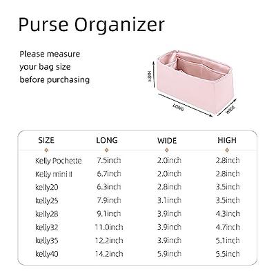  ZYZii Silk Purse Organizer for Kelly Pochette/Mini2/20/25/28/32/35/40,Insert  Bag in Bag,Luxury Handbag Tote Lining Bag Shapers(Kelly40,Champagne) :  Clothing, Shoes & Jewelry