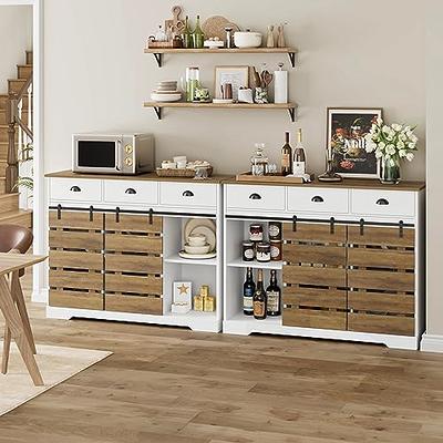 47 Kitchen Pantry Cabinet, White Buffet Cupboards Sideboard with