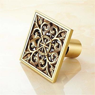 Brass Square Anti-odor Floor Drain Hair Catcher Gold for Bathroom Shower  Kitchen