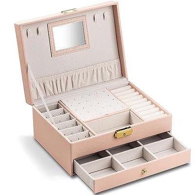 XZUZ Small Travel Jewelry Box With Mirror, Portable Jewelry organizer  Display Storage Box for Earrings Rings Necklaces, Jewelry ase for female  Girls (Pink) 1pc - Yahoo Shopping