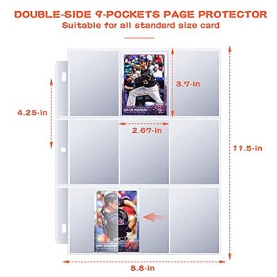 9 Pocket Page Protector, Trading Card Sleeves Pages Card Binder Baseball  Card Sheets for Standard Size Cards, Coupon, Sport Cards, Game Cards