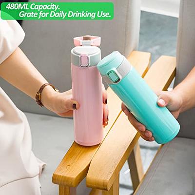 480ml Portable Thermal Coffee Mug Double Layer Stainless Steel Coffee Mug  with Lid Car Thermos Milk Juice Water Bottle Gift Mug