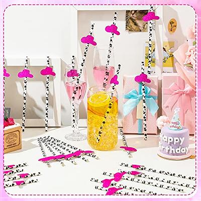 70s Disco Straw Decor, 24-Pack Dance 1970s Birthday Party Decorations,  Paper Decorative Straws