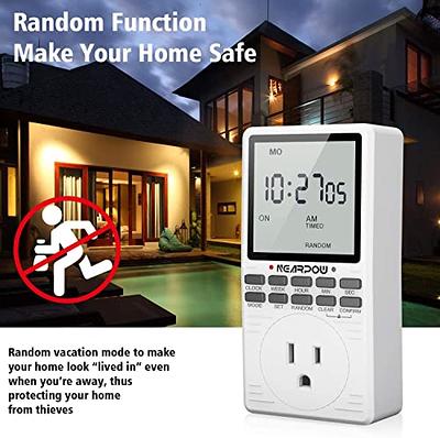 Fosmon [4 PACK] 7 Day Programmable Digital Timer Outlet, Digital Light  Timer with 10 ON/Off Programs, 125V/15A/1875W, Mini Indoor Single Plug-in