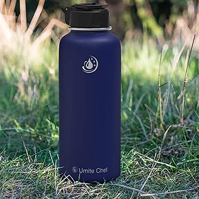 Umite Chef Stainless Steel Water Bottle with Straw, 64 OZ Wide Mouth Vacuum  Insulated Sports Water Thermos Bottle with Leak-proof Wide Handle Straw