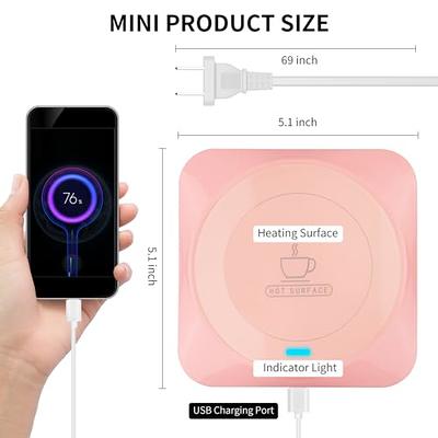 2 in 1 Heating Mug Cup Warmer Electric Wireless Charger for Home Office  Coffee Milk