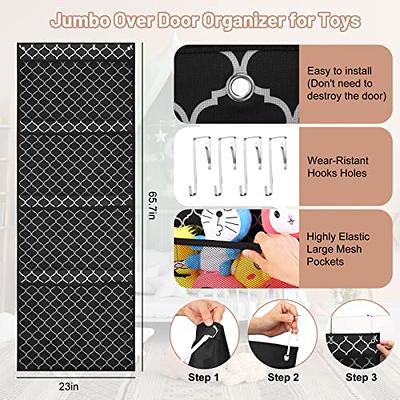 Stuffed Animal Storage Bag Over The Door Stuff Animals Organizer with 4  Large Pockets Hanging Mesh