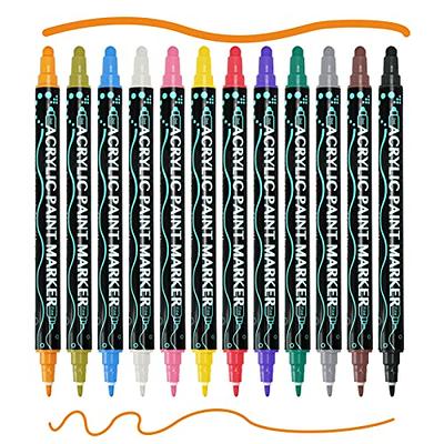 Betem 24 Colors Dual Tip Acrylic Paint Pens Markers, Premium Acrylic Paint  Pens for Wood, Canvas, Stone, Rock Painting, Glass, Ceramic Surfaces, DIY  Crafts Making Art Supplies