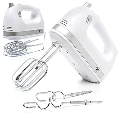 Moss & Stone Hand Mixer With Snap-On Storage Case, 5 Speed Hand Mixer  Electric, 250W Power handheld Mixer for Baking Cake Egg Cream Food Beater,+  4 Stainless Steel Accessories (White) - Yahoo Shopping
