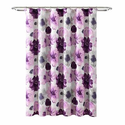 Lush Decor 72 in. x 72 in. Leah Shower Curtain Gray/Purple Single