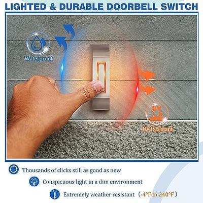 Saillong 2 Pcs Lighted Doorbell Button, Wired Door Bell Push