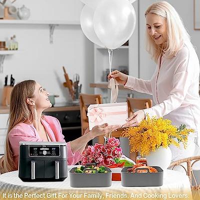 Silicone Air Fryer Liners , Reusable Silicone Dual Basket Air Fryer Liner  7.67''x5