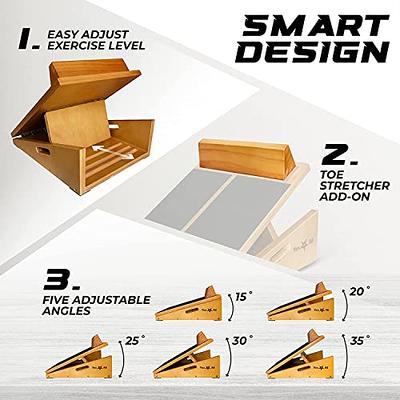 StrongTek Adjustable Wood Foot Rest, 3-Level Incline for Work & Home