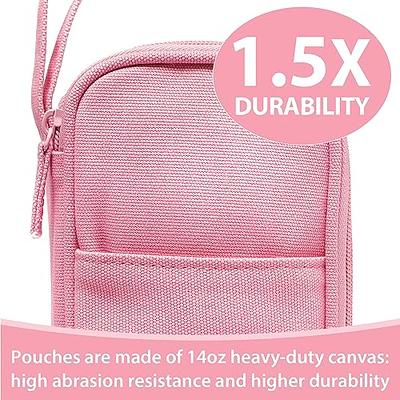 Large Pencil Case Big Capacity 3 Compartments Canvas Pencil Pouch (Pink  Strip