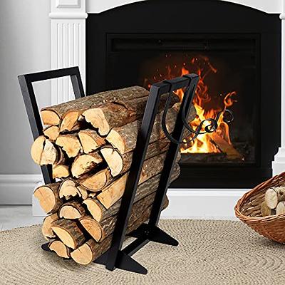 Shomextol 4ft Outdoor Indoor Firewood Rack Holder for Fireplace Wood, Heavy  Duty Fireplace Log Holder, Fireplace Fire Pits Wood Pile Storage Holder