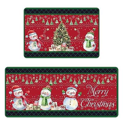 Christmas Snowman Christmas Tree Pattern Hallway Runner Rug