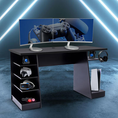 Techni Sport TS-200 Carbon Computer Gaming Desk with Shelving, Black -  Sam's Club