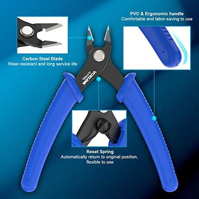Therwen 20 Pcs Wire Cutters Micro Flush Cutters with Spring 5 inch Wire  Cutters Flush Cutter Pliers Wire Snips for Jewelry Making, Electronics  (Blue)