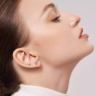 women men Cartilage stainless steel flat back piercing earrings