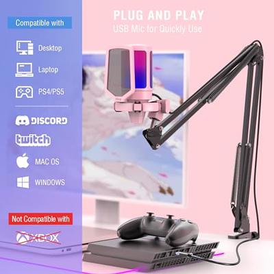  RGB USB Gaming Microphone, Plug & Play One Click Mute & Gain  Knob, for PC Mac PS4 PS5, Cardioid Condenser Mic for Twitch Streaming  Recording Game Podcasts  Discord Online Chat Voice-Over : Musical  Instruments