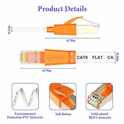 Cat 8 Ethernet Cable 3ft - High Speed Cat8 Internet WiFi Cable 40 Gbps 2000  Mhz - RJ45 Connector with Gold Plated, Weatherproof LAN Patch Cord Cable  for Router, Gaming, PC - Black - 3 feet 