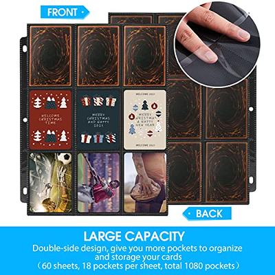 Double-Sided 540 Pockets Baseball Card Sleeves - Trading Card Sleeves Pages  Fit 3 Ring Binder, 9 Pocket Page Protector for Standard Size Cards, Sport