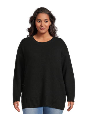 Terra & Sky Women's Plus Size Pullover Sweater with Center Seam