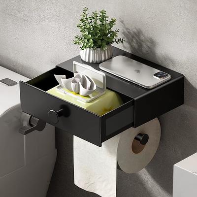 Dracelo Brown Bathroom Storage Organizer Tray Toilet Paper Storage