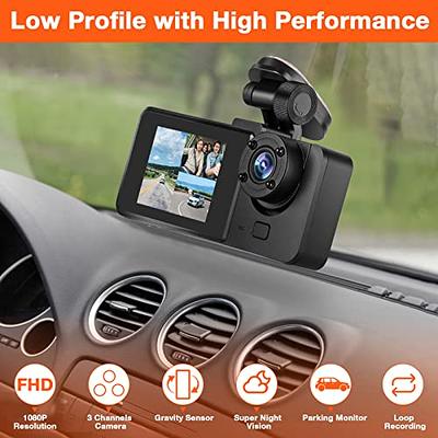 4K Dash Cam, Built-in GPS Front 4K & Rear 1080P Dash Camera with 64GB  Memory Card, 3 IPS 170° Wide Angle Dual Car Dash Cam Front and Rear, Night