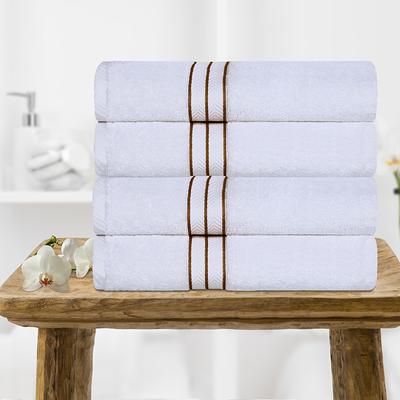 Chic Home Dobby Border Turkish Cotton 4 Piece Bath Towel Set in White