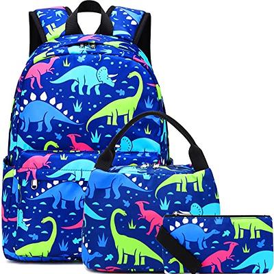 3PCS Toddler Backpack for Boys, 12'' Dinosaur Bookbag and Lunch